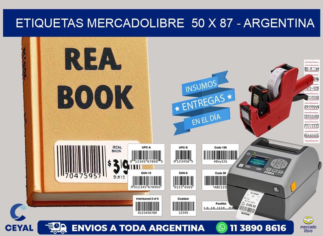 ETIQUETAS MERCADOLIBRE  50 x 87 - ARGENTINA