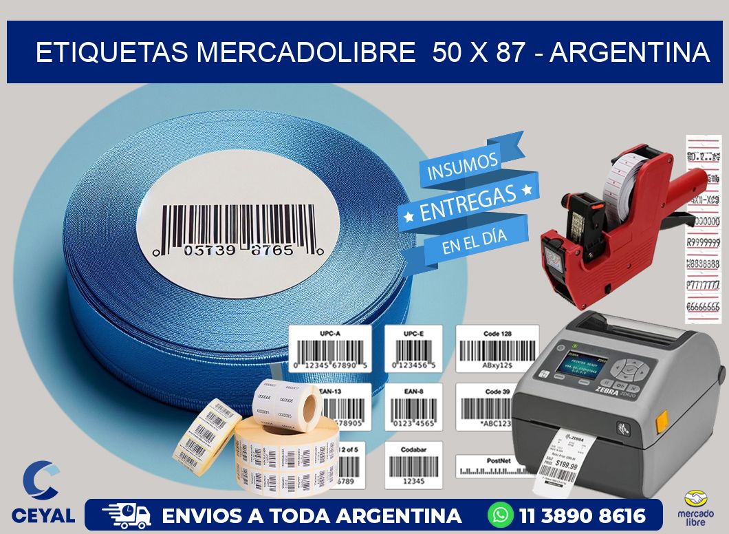 ETIQUETAS MERCADOLIBRE  50 x 87 - ARGENTINA