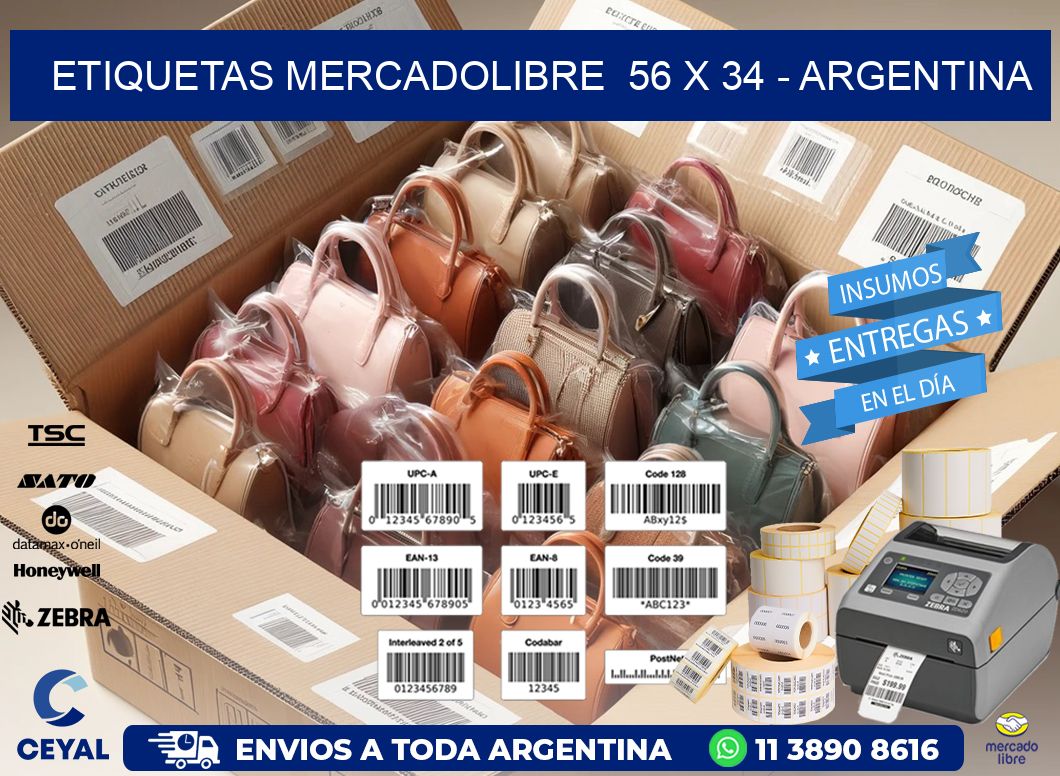 ETIQUETAS MERCADOLIBRE  56 x 34 - ARGENTINA