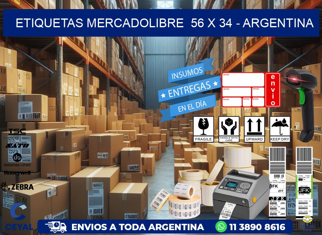 ETIQUETAS MERCADOLIBRE  56 x 34 - ARGENTINA