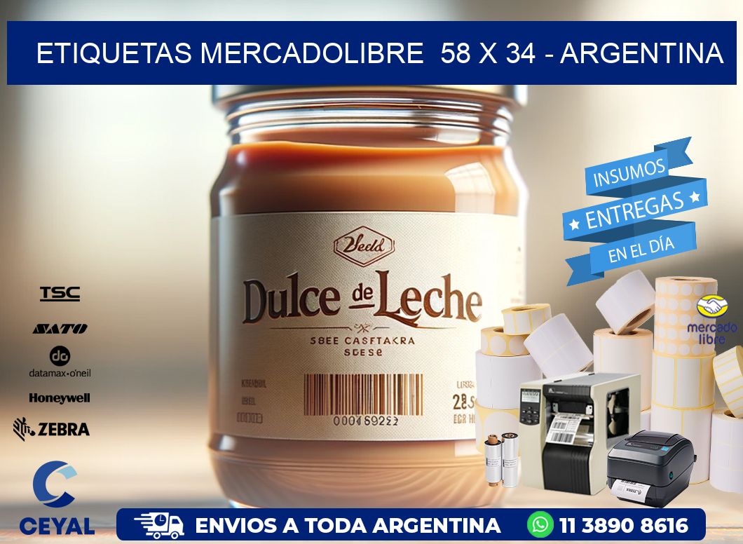 ETIQUETAS MERCADOLIBRE  58 x 34 - ARGENTINA