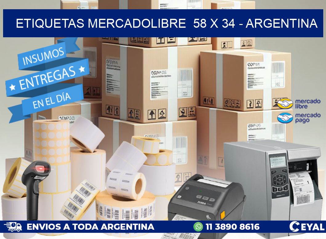 ETIQUETAS MERCADOLIBRE  58 x 34 - ARGENTINA