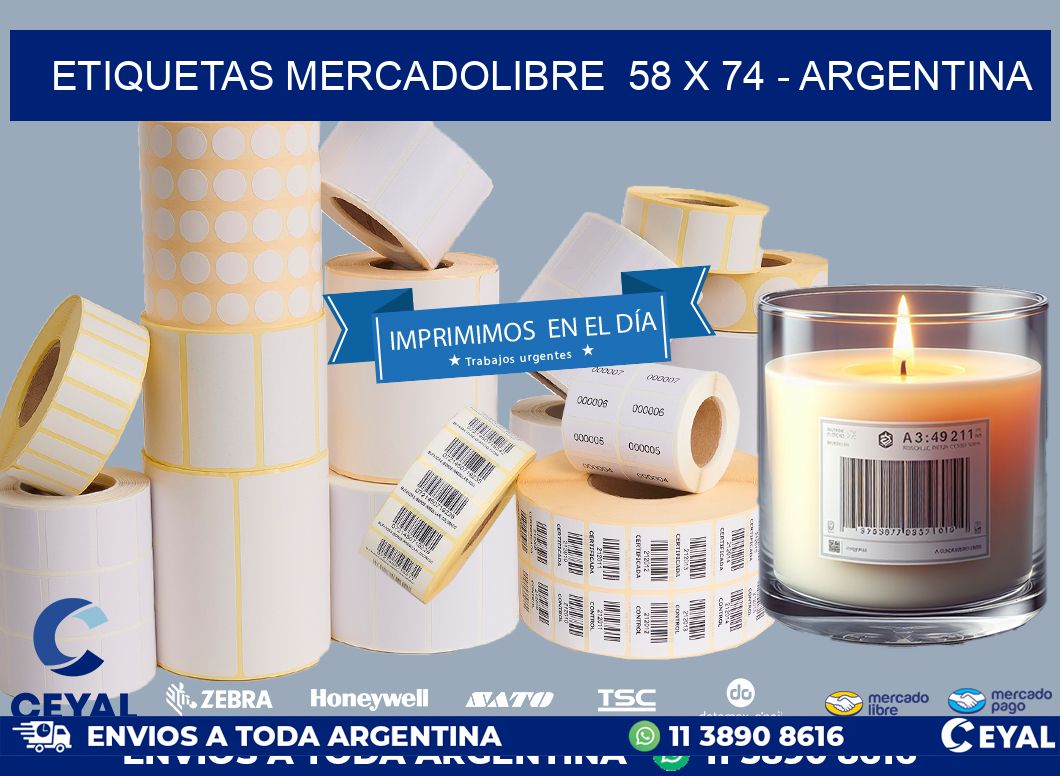 ETIQUETAS MERCADOLIBRE  58 x 74 - ARGENTINA