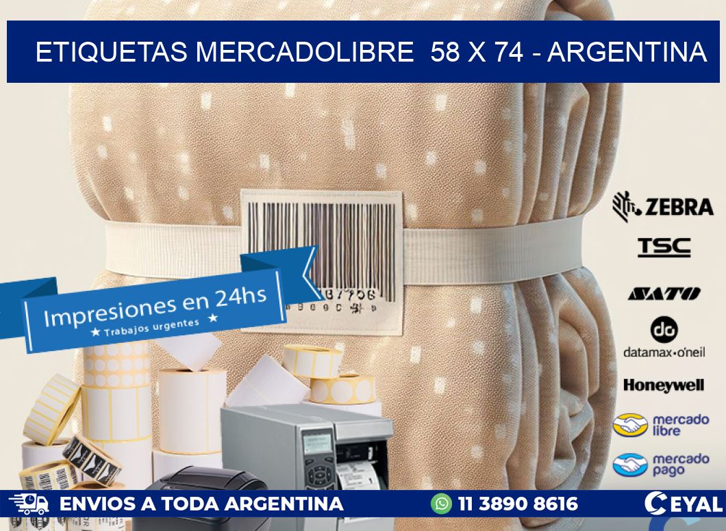 ETIQUETAS MERCADOLIBRE  58 x 74 - ARGENTINA