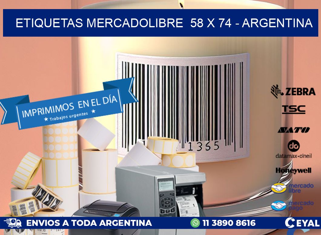 ETIQUETAS MERCADOLIBRE  58 x 74 - ARGENTINA