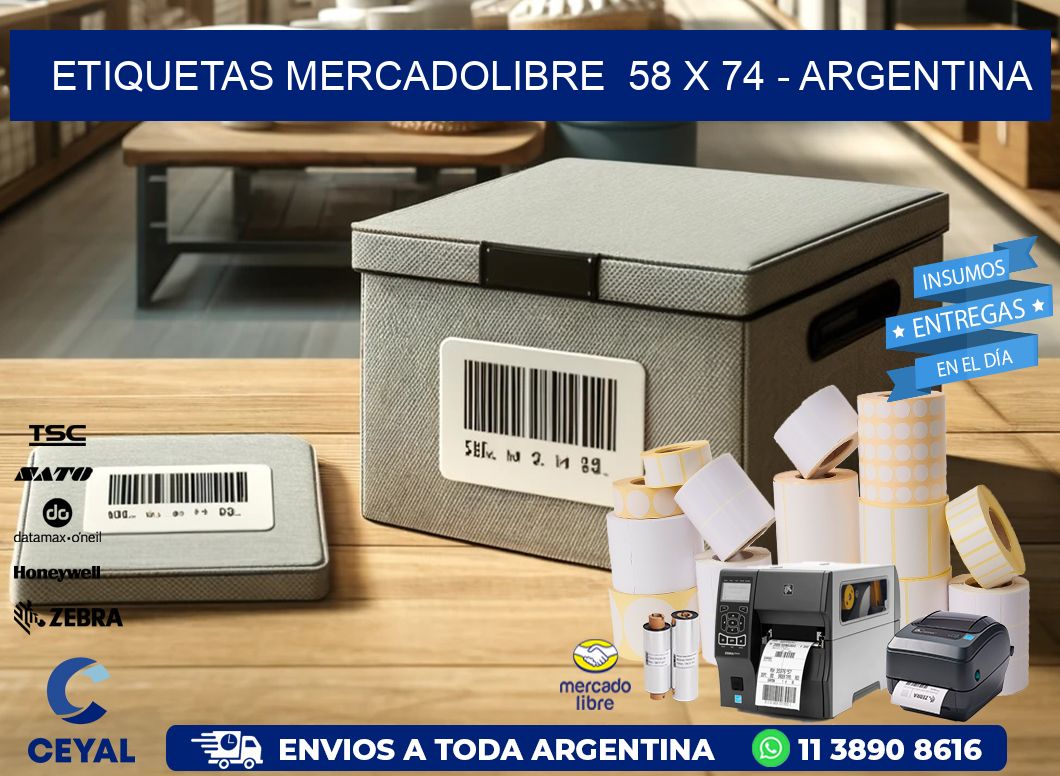 ETIQUETAS MERCADOLIBRE  58 x 74 - ARGENTINA