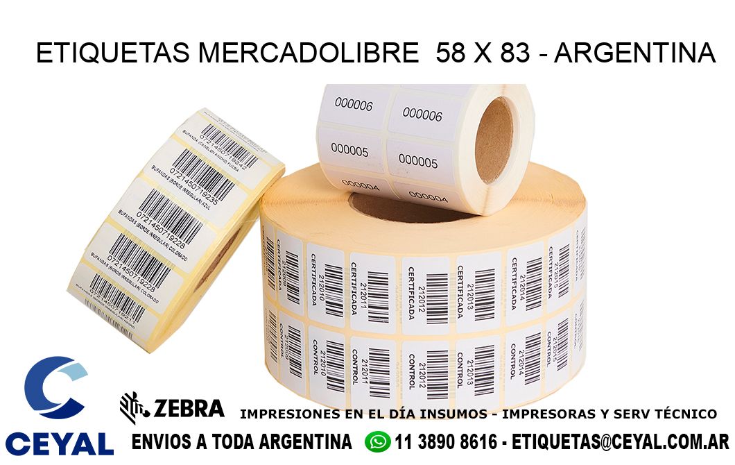 ETIQUETAS MERCADOLIBRE  58 x 83 - ARGENTINA