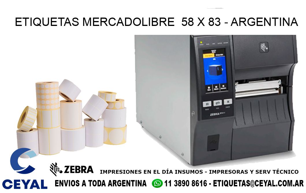 ETIQUETAS MERCADOLIBRE  58 x 83 - ARGENTINA