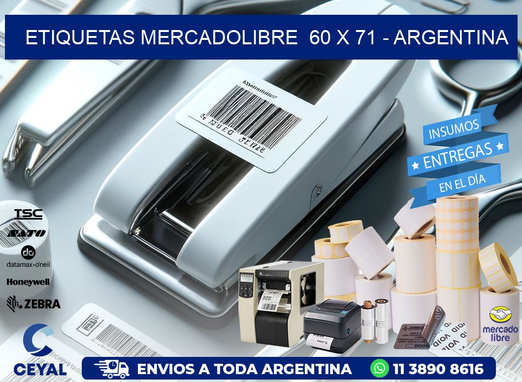 ETIQUETAS MERCADOLIBRE  60 x 71 - ARGENTINA