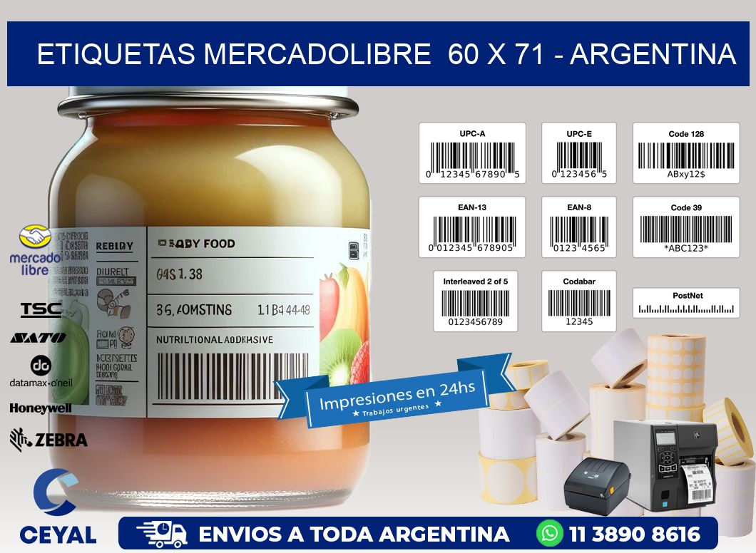 ETIQUETAS MERCADOLIBRE  60 x 71 - ARGENTINA