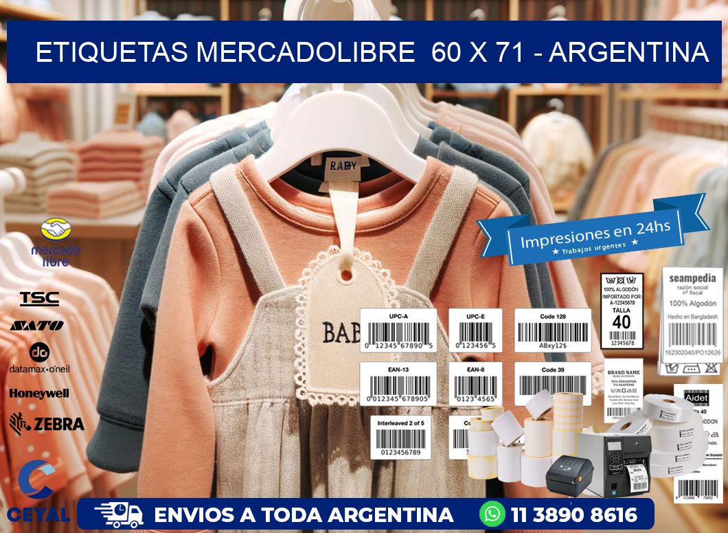 ETIQUETAS MERCADOLIBRE  60 x 71 - ARGENTINA