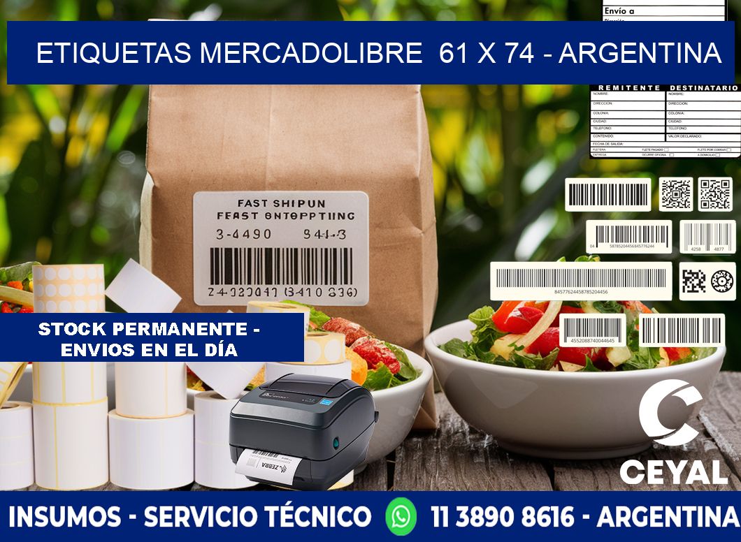 ETIQUETAS MERCADOLIBRE  61 x 74 - ARGENTINA