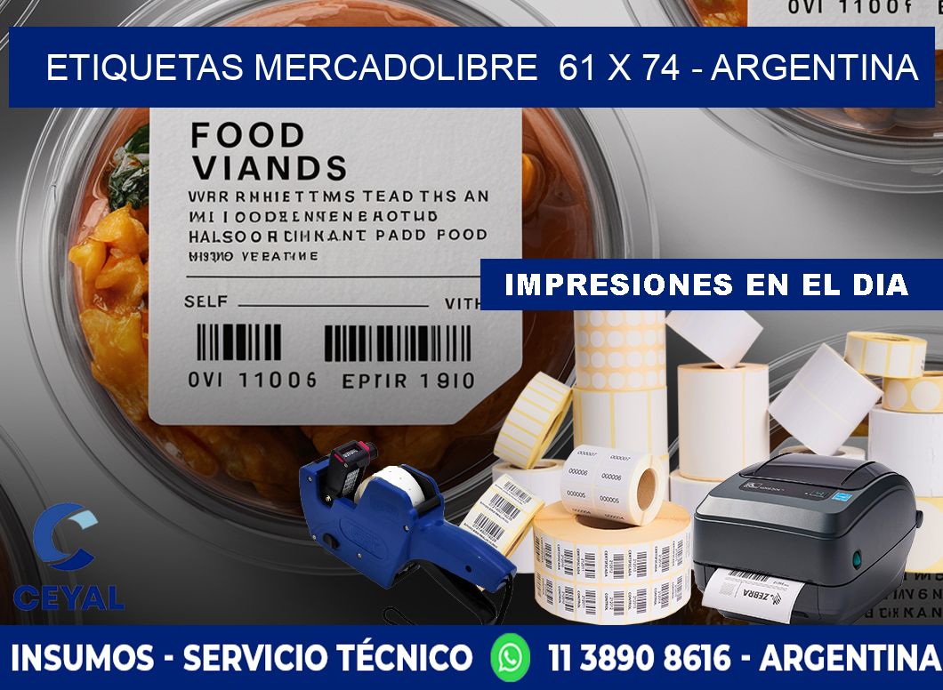 ETIQUETAS MERCADOLIBRE  61 x 74 - ARGENTINA