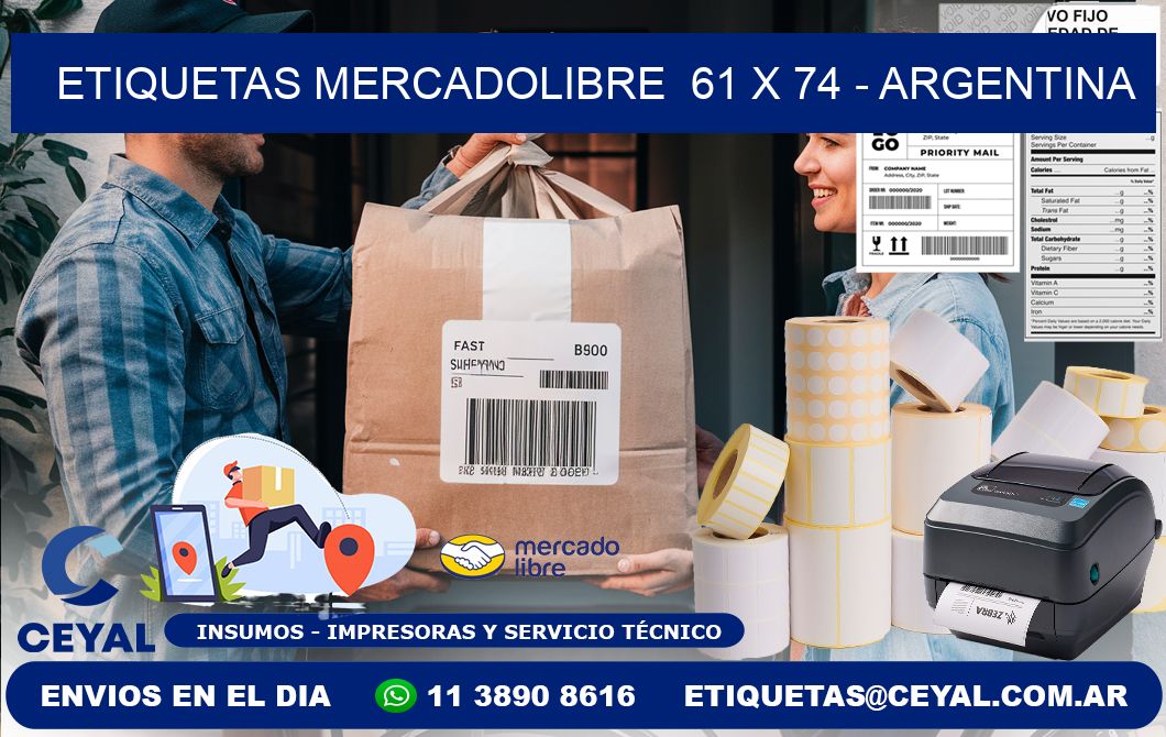 ETIQUETAS MERCADOLIBRE  61 x 74 - ARGENTINA