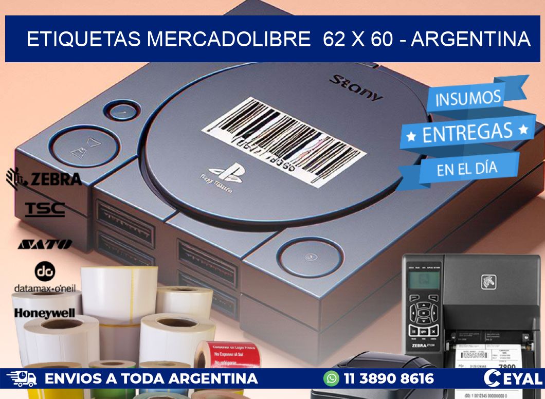 ETIQUETAS MERCADOLIBRE  62 x 60 - ARGENTINA