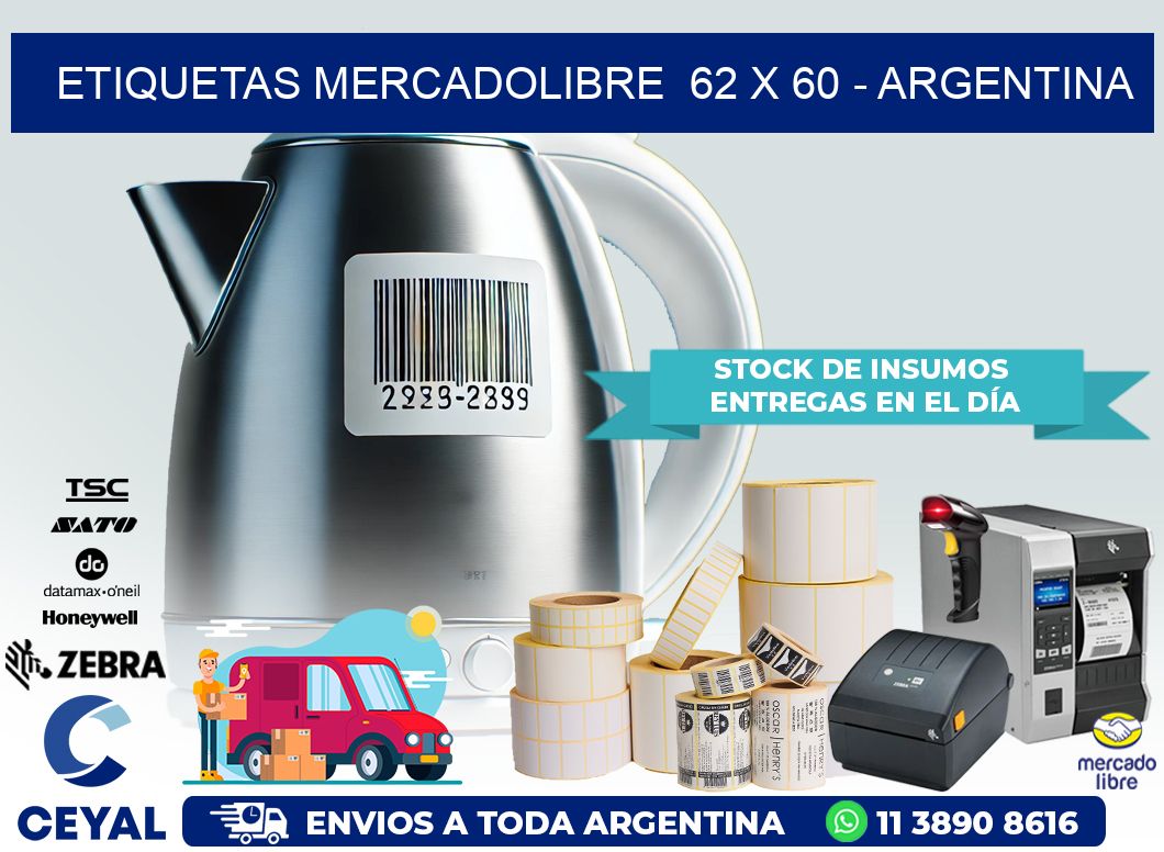 ETIQUETAS MERCADOLIBRE  62 x 60 – ARGENTINA