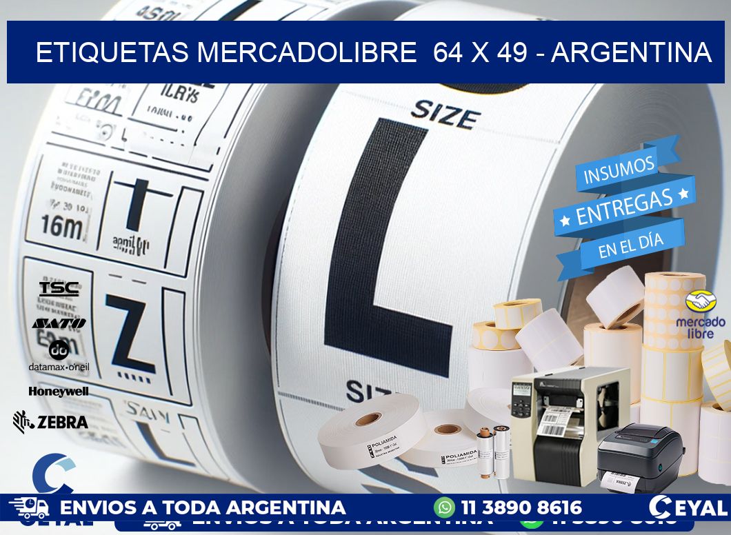 ETIQUETAS MERCADOLIBRE  64 x 49 - ARGENTINA