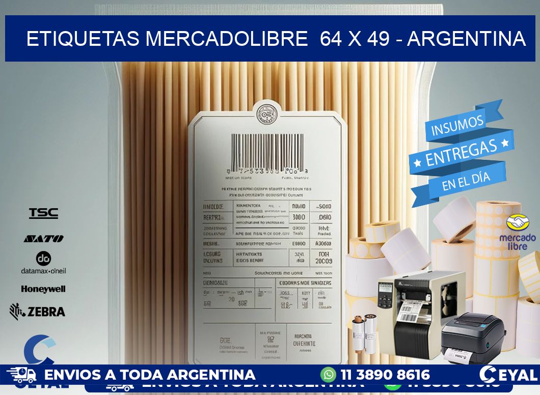 ETIQUETAS MERCADOLIBRE  64 x 49 - ARGENTINA