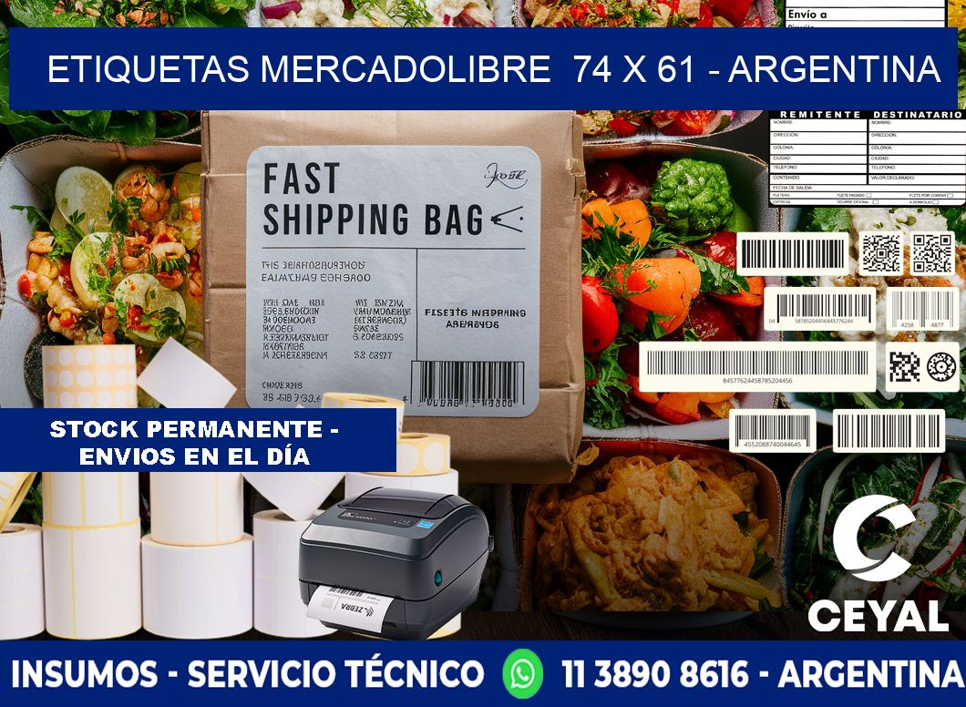 ETIQUETAS MERCADOLIBRE  74 x 61 - ARGENTINA