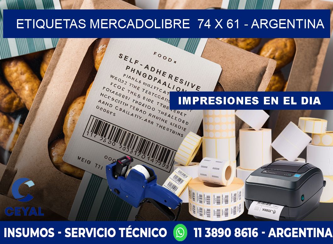 ETIQUETAS MERCADOLIBRE  74 x 61 - ARGENTINA