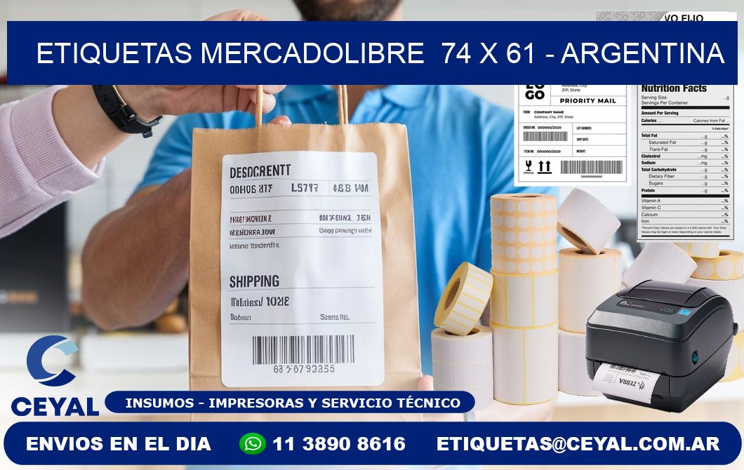 ETIQUETAS MERCADOLIBRE  74 x 61 - ARGENTINA