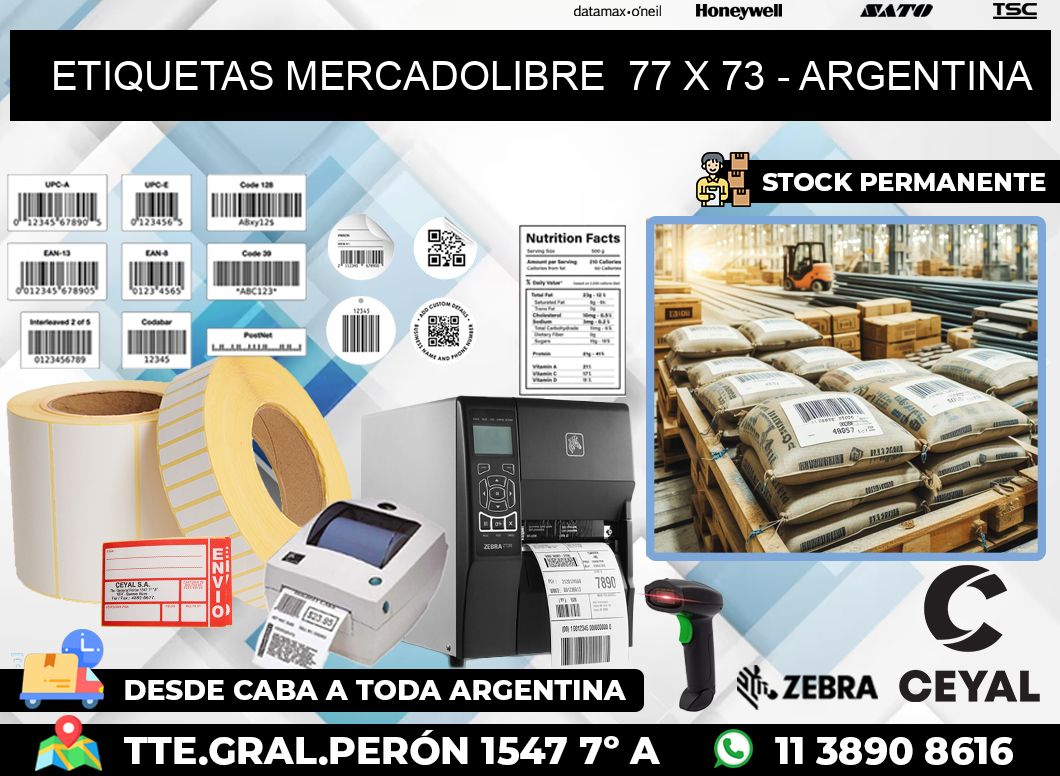 ETIQUETAS MERCADOLIBRE  77 x 73 – ARGENTINA