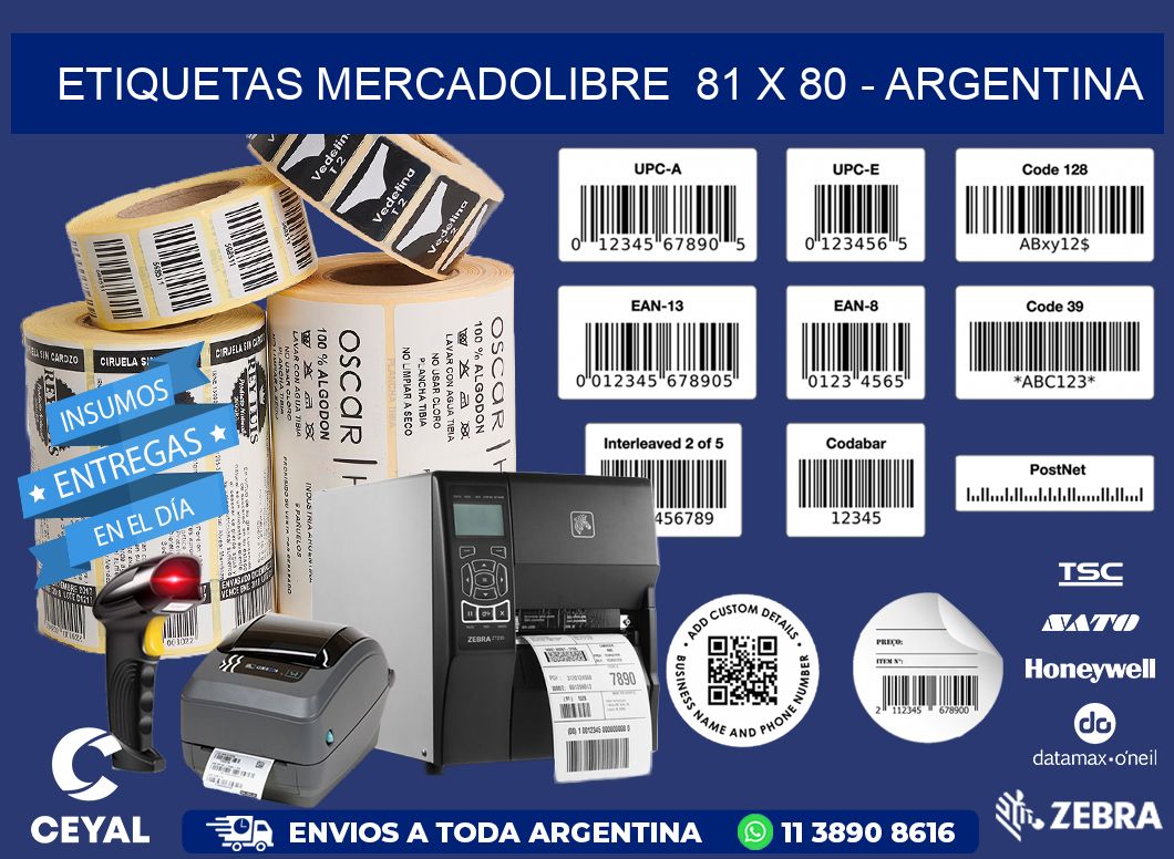 ETIQUETAS MERCADOLIBRE  81 x 80 - ARGENTINA