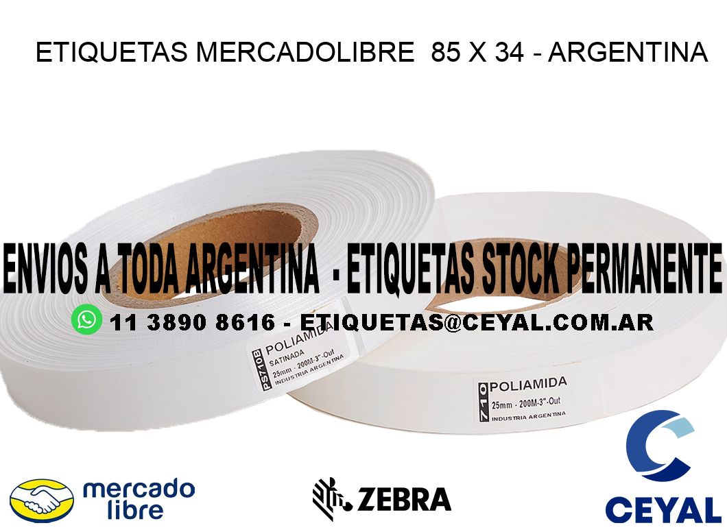 ETIQUETAS MERCADOLIBRE  85 x 34 - ARGENTINA