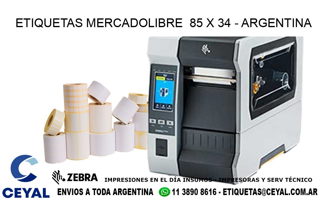 ETIQUETAS MERCADOLIBRE  85 x 34 - ARGENTINA