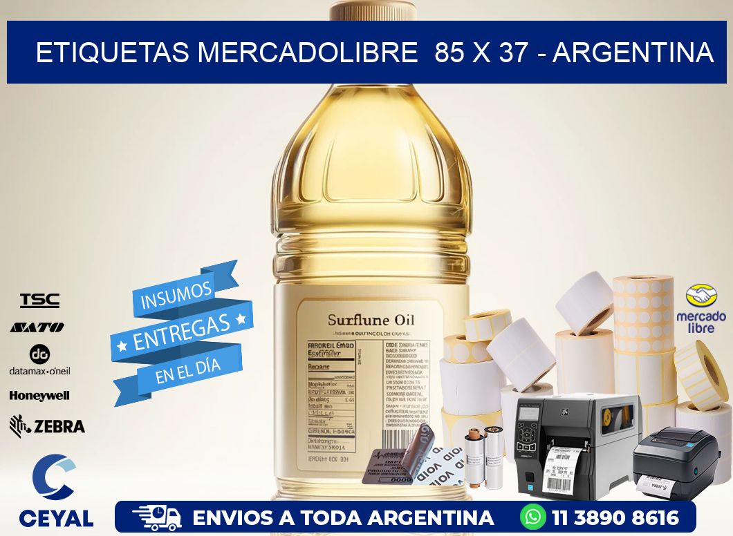 ETIQUETAS MERCADOLIBRE  85 x 37 - ARGENTINA