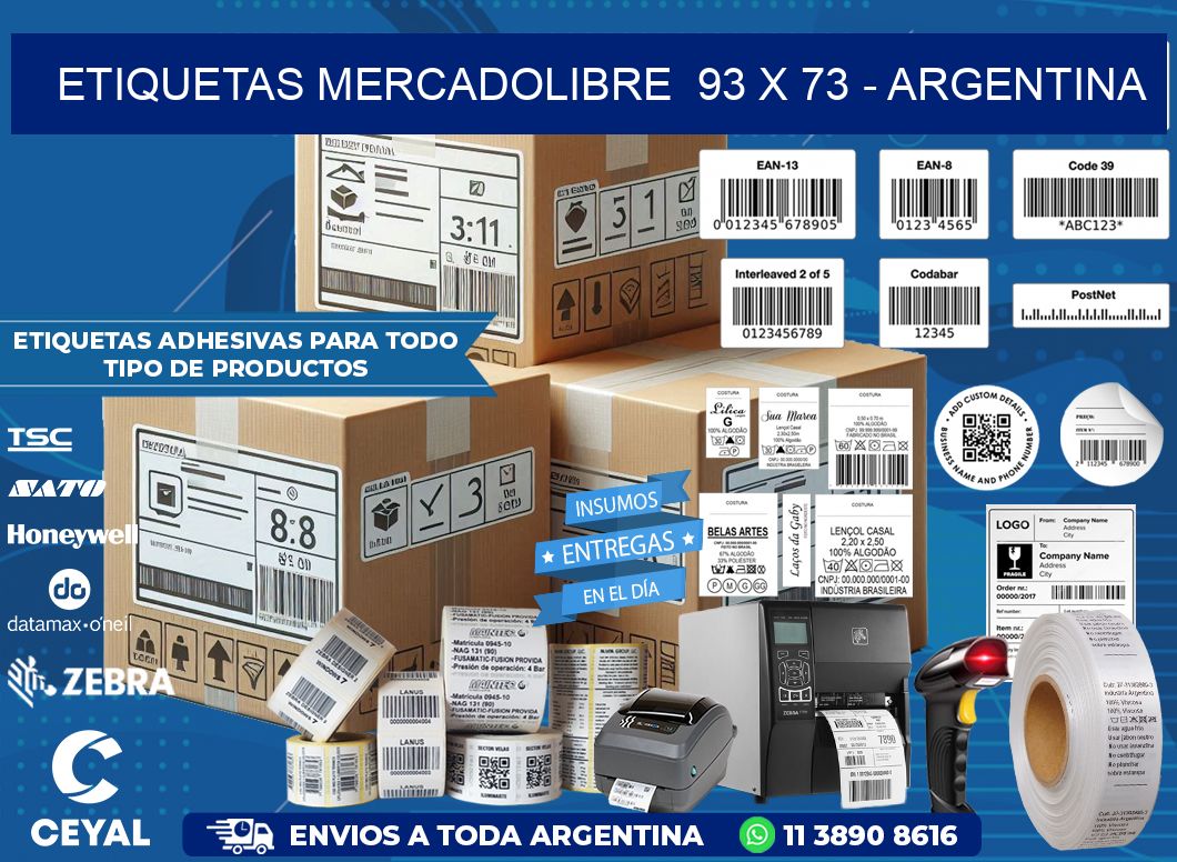 ETIQUETAS MERCADOLIBRE  93 x 73 - ARGENTINA