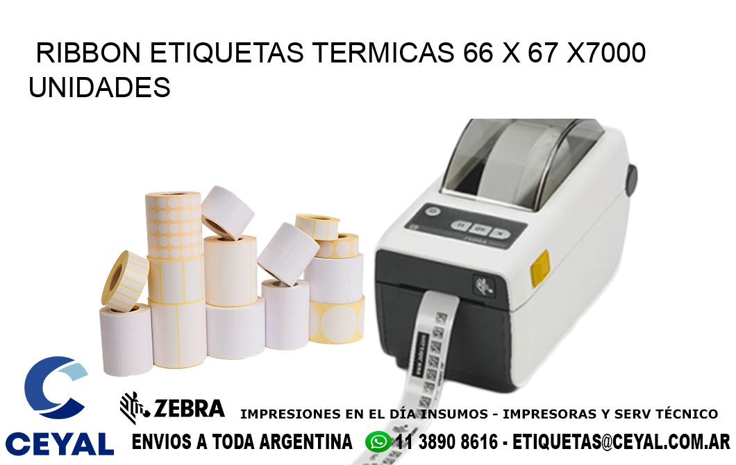 RIBBON ETIQUETAS TERMICAS 66 x 67 X7000 UNIDADES