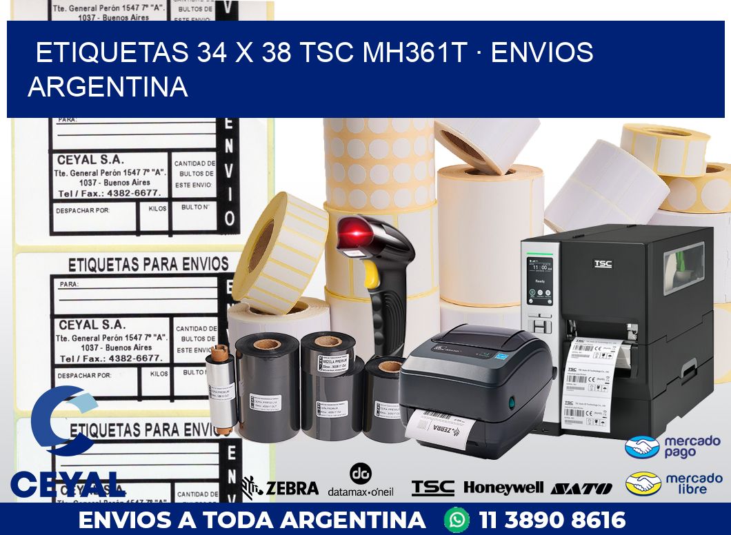 ETIQUETAS 34 x 38 TSC MH361T · ENVIOS ARGENTINA