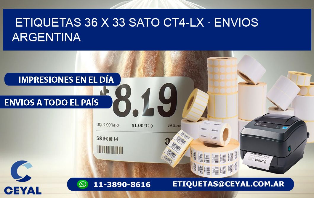 ETIQUETAS 36 x 33 SATO CT4-LX · ENVIOS ARGENTINA