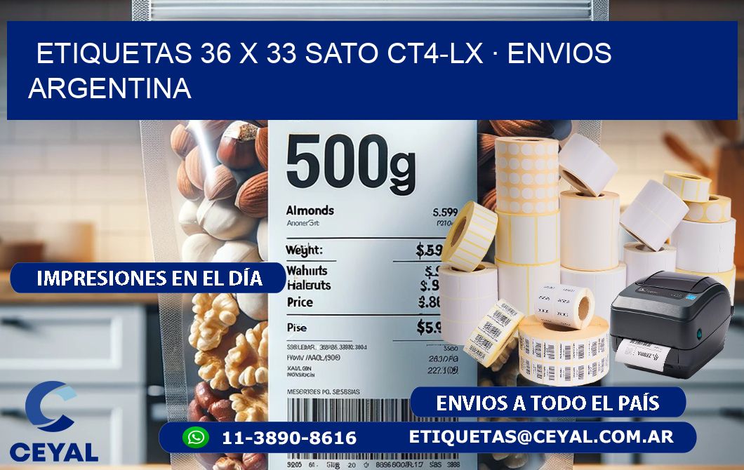 ETIQUETAS 36 x 33 SATO CT4-LX · ENVIOS ARGENTINA