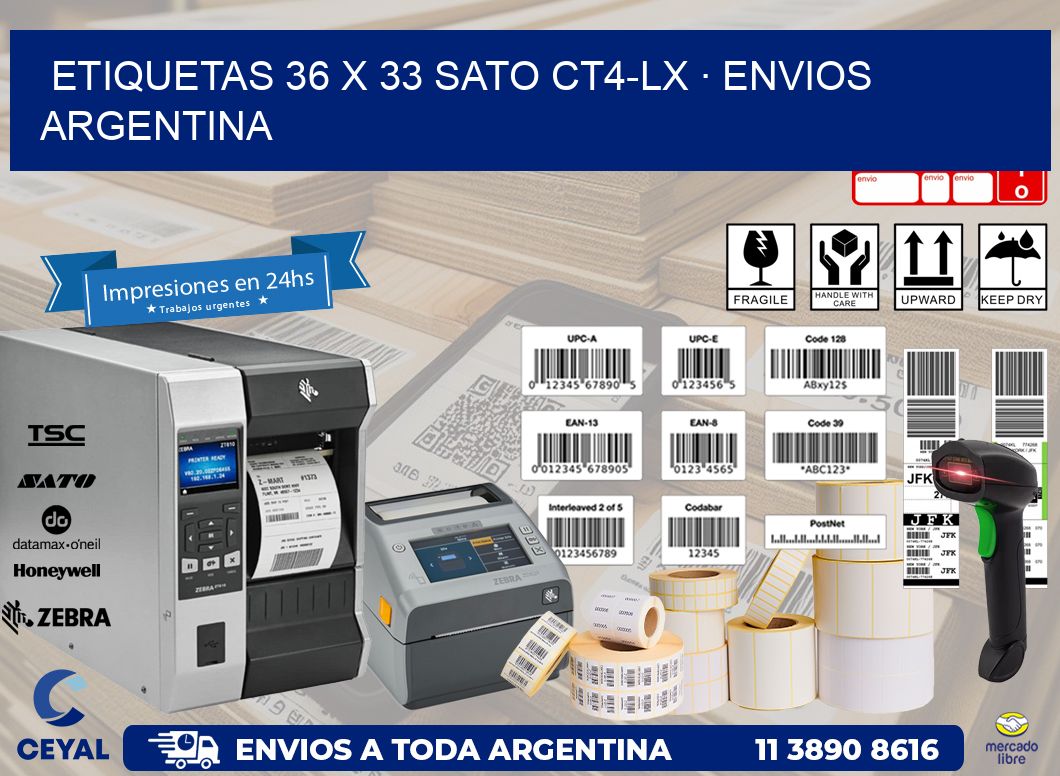 ETIQUETAS 36 x 33 SATO CT4-LX · ENVIOS ARGENTINA