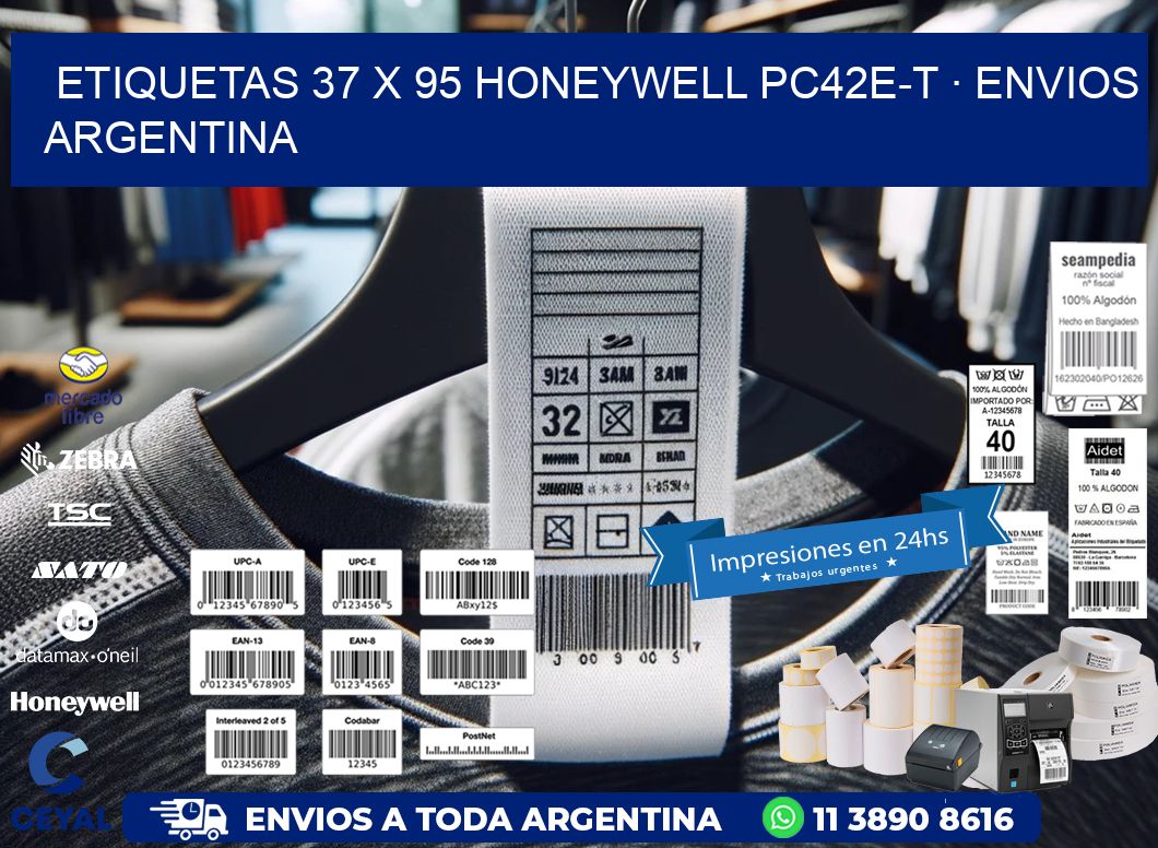 ETIQUETAS 37 x 95 HONEYWELL PC42E-T · ENVIOS ARGENTINA