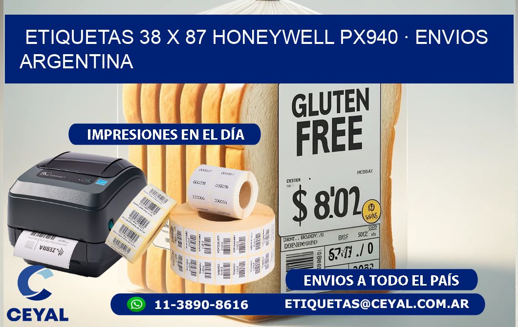 ETIQUETAS 38 x 87 HONEYWELL PX940 · ENVIOS ARGENTINA