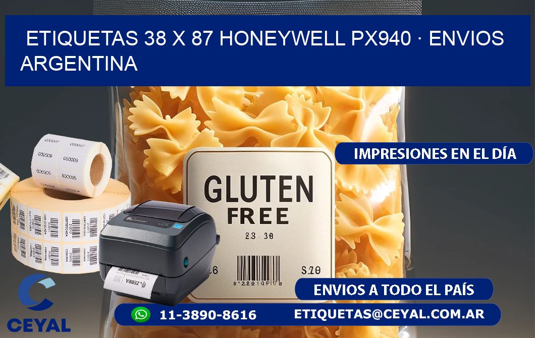 ETIQUETAS 38 x 87 HONEYWELL PX940 · ENVIOS ARGENTINA