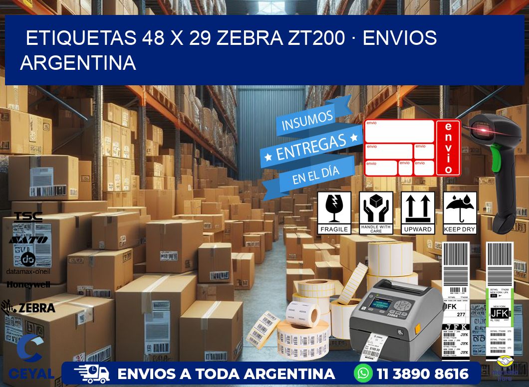 ETIQUETAS 48 x 29 ZEBRA ZT200 · ENVIOS ARGENTINA