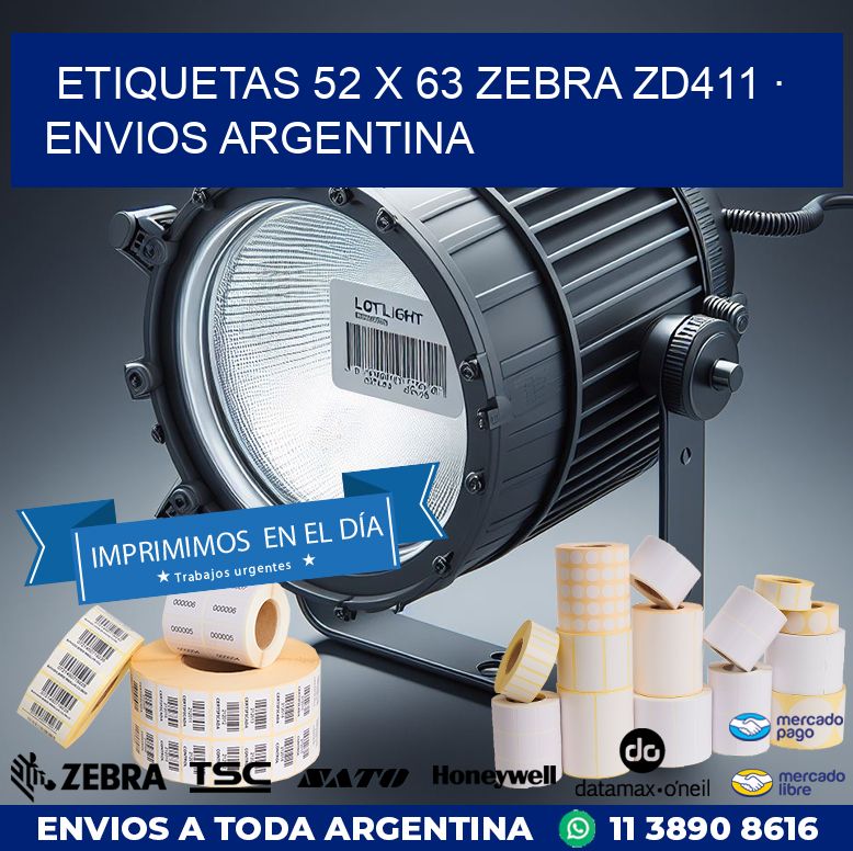 ETIQUETAS 52 x 63 ZEBRA ZD411 · ENVIOS ARGENTINA
