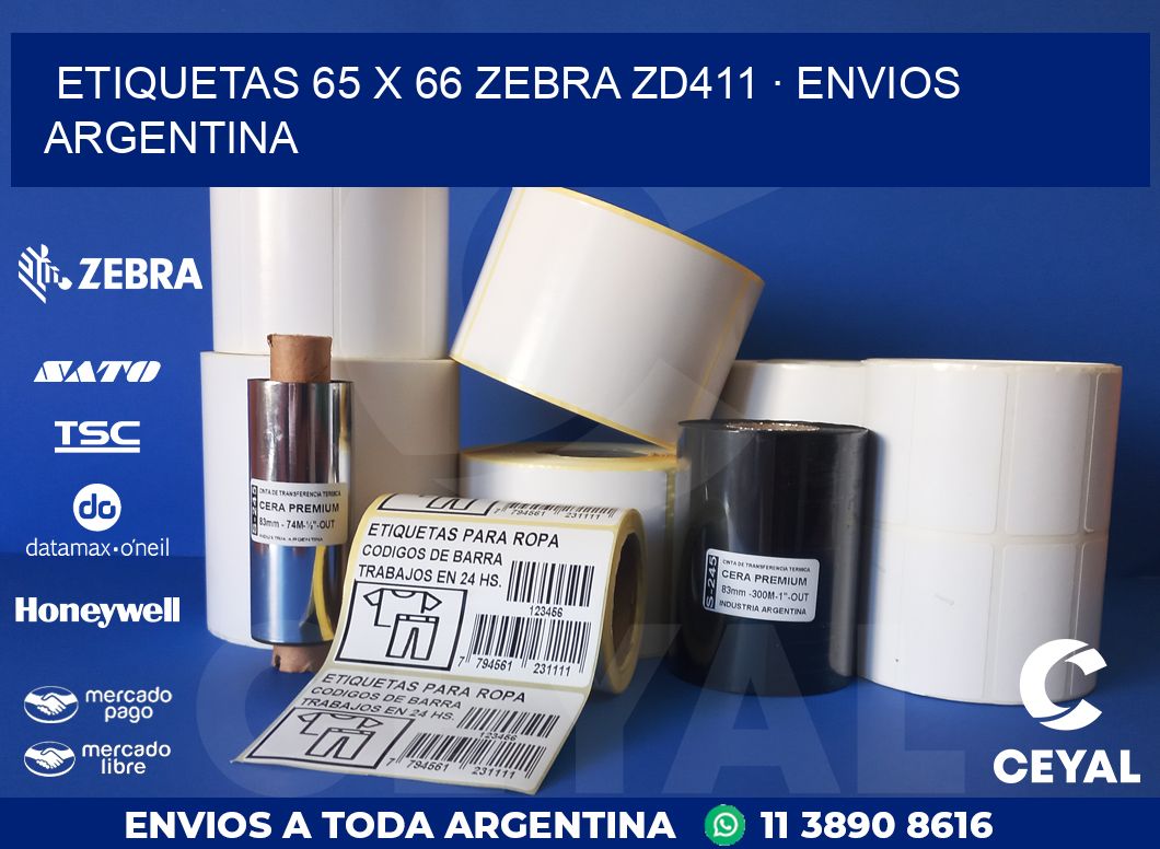 ETIQUETAS 65 x 66 ZEBRA ZD411 · ENVIOS ARGENTINA