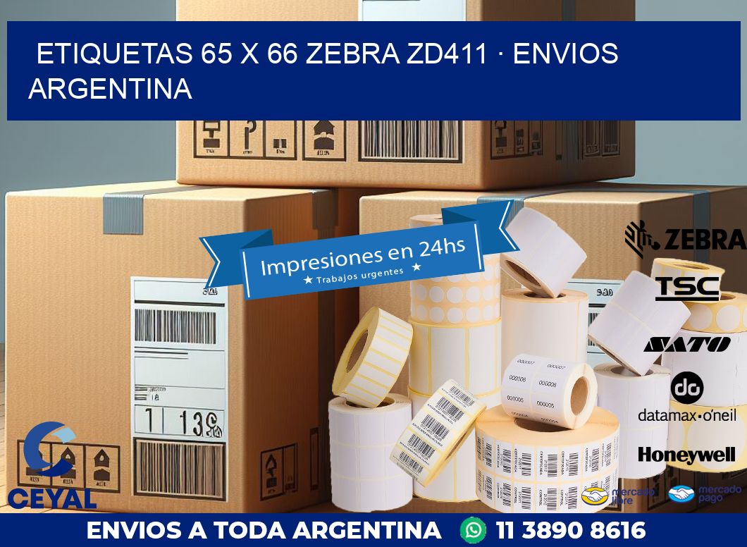 ETIQUETAS 65 x 66 ZEBRA ZD411 · ENVIOS ARGENTINA