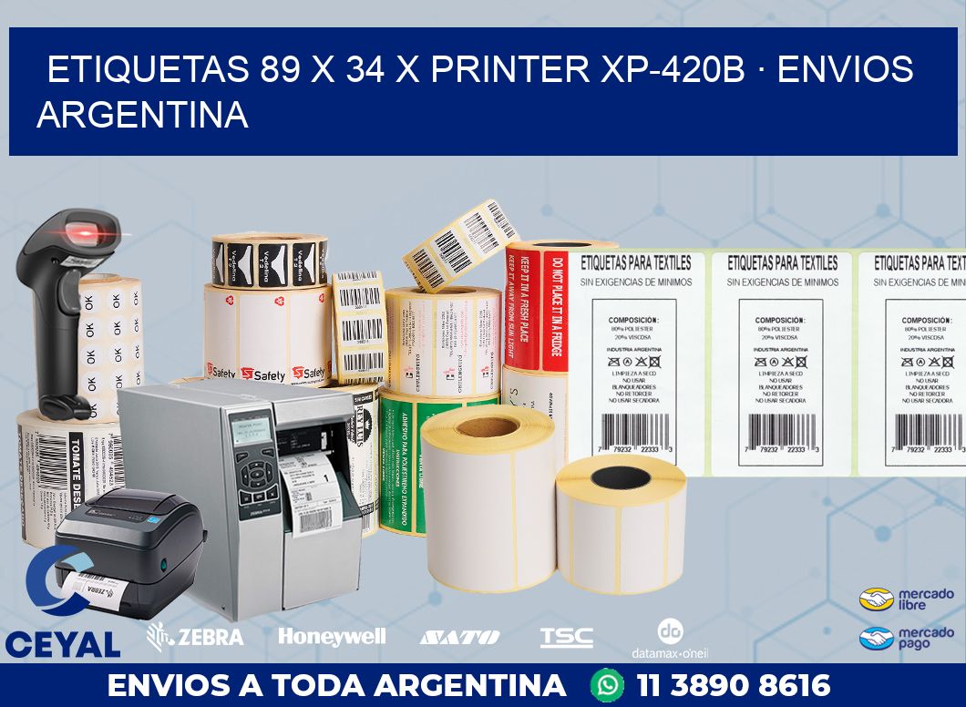 ETIQUETAS 89 x 34 X PRINTER XP-420B · ENVIOS ARGENTINA