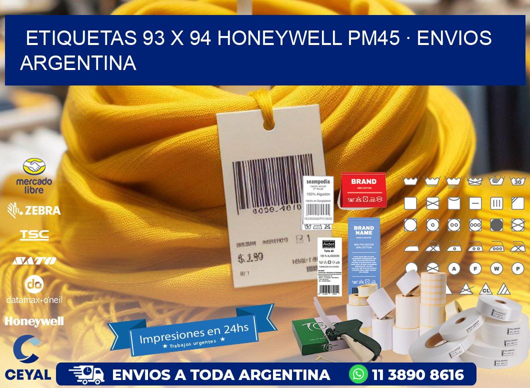 ETIQUETAS 93 x 94 HONEYWELL PM45 · ENVIOS ARGENTINA