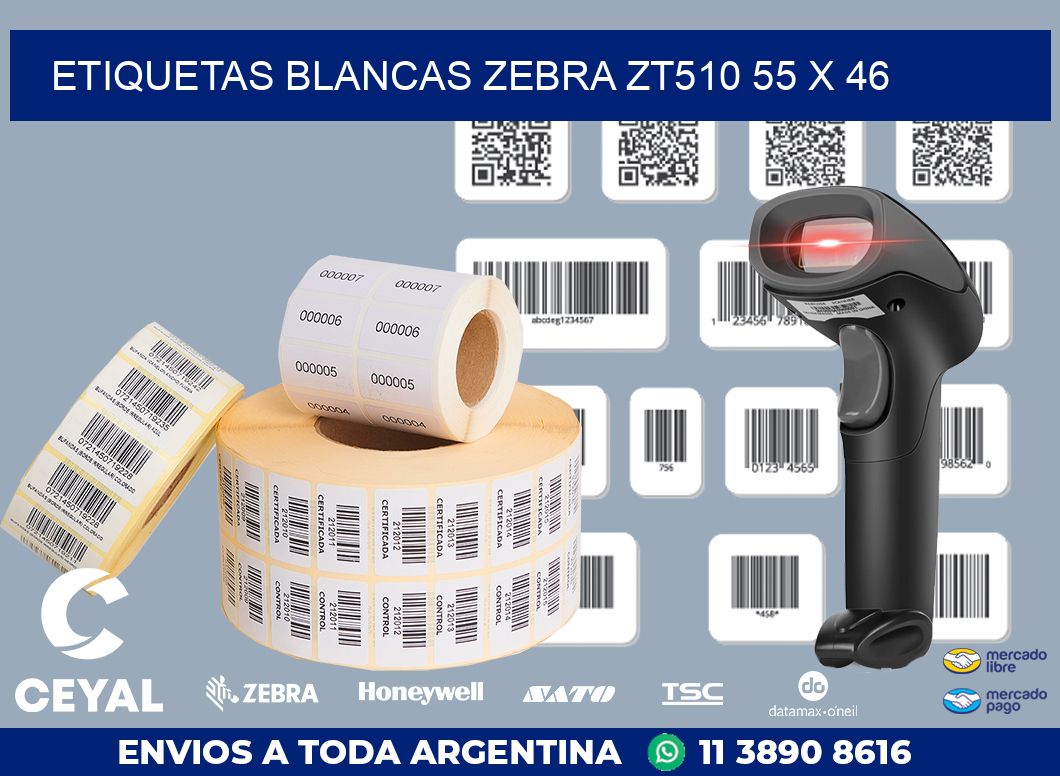ETIQUETAS BLANCAS ZEBRA ZT510 55 x 46