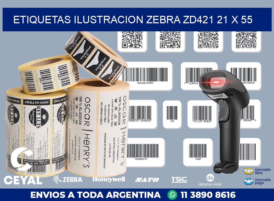 ETIQUETAS ILUSTRACION ZEBRA ZD421 21 x 55