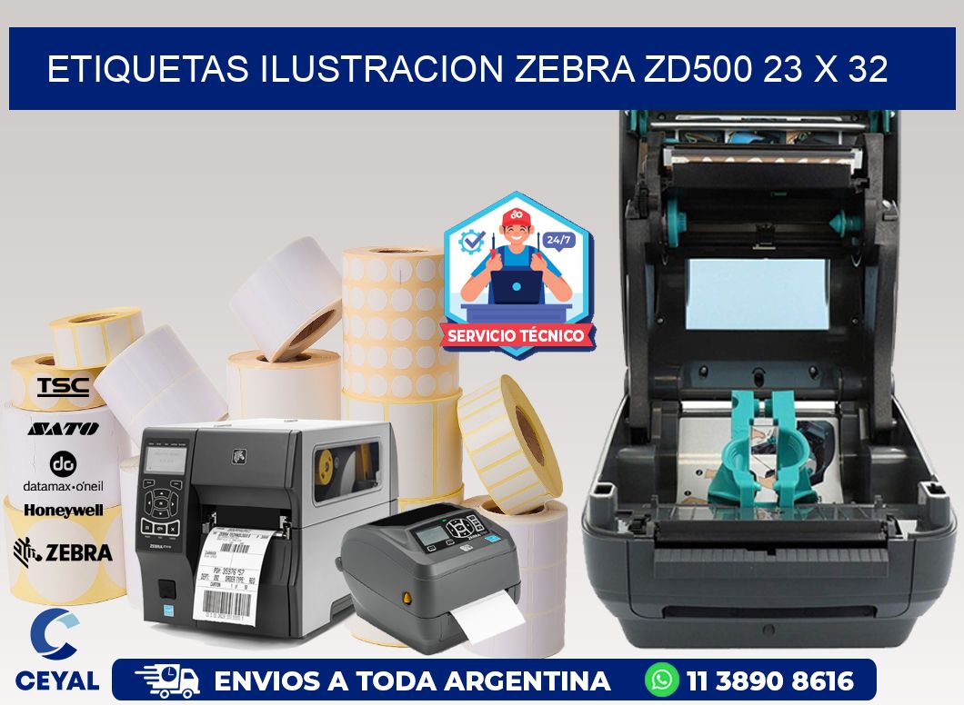 ETIQUETAS ILUSTRACION ZEBRA ZD500 23 x 32