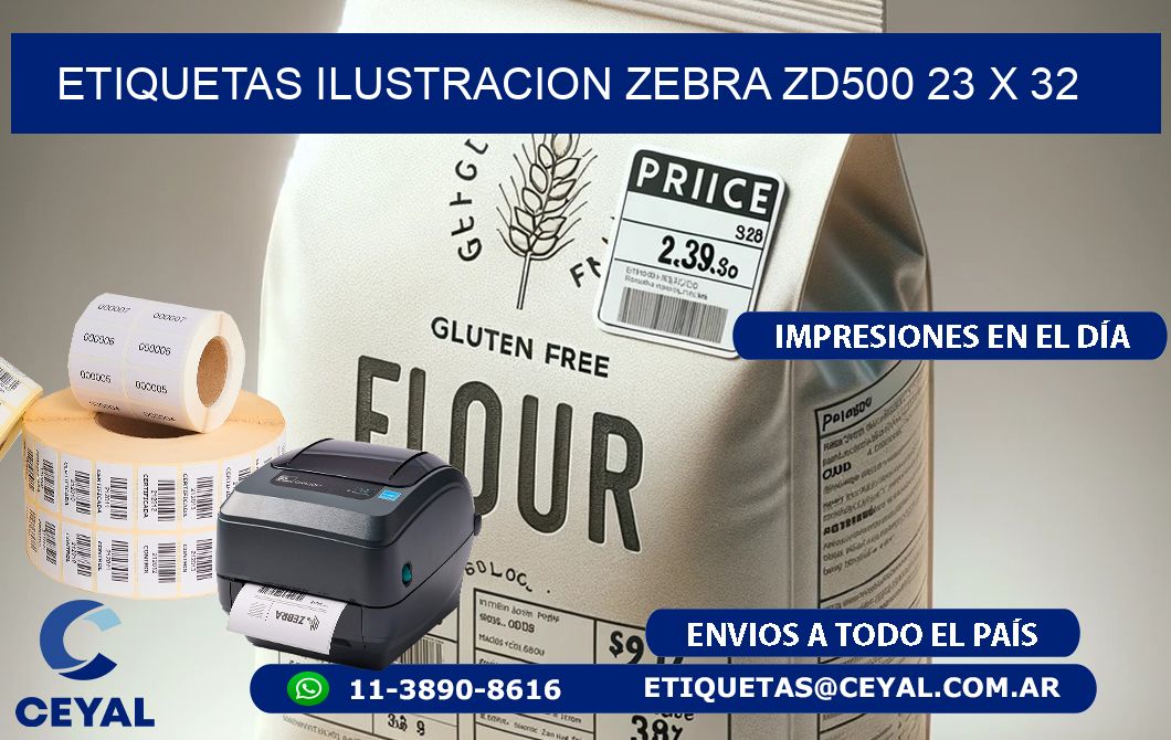 ETIQUETAS ILUSTRACION ZEBRA ZD500 23 x 32