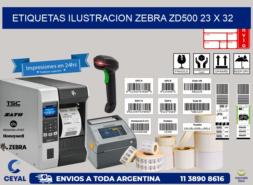 ETIQUETAS ILUSTRACION ZEBRA ZD500 23 x 32